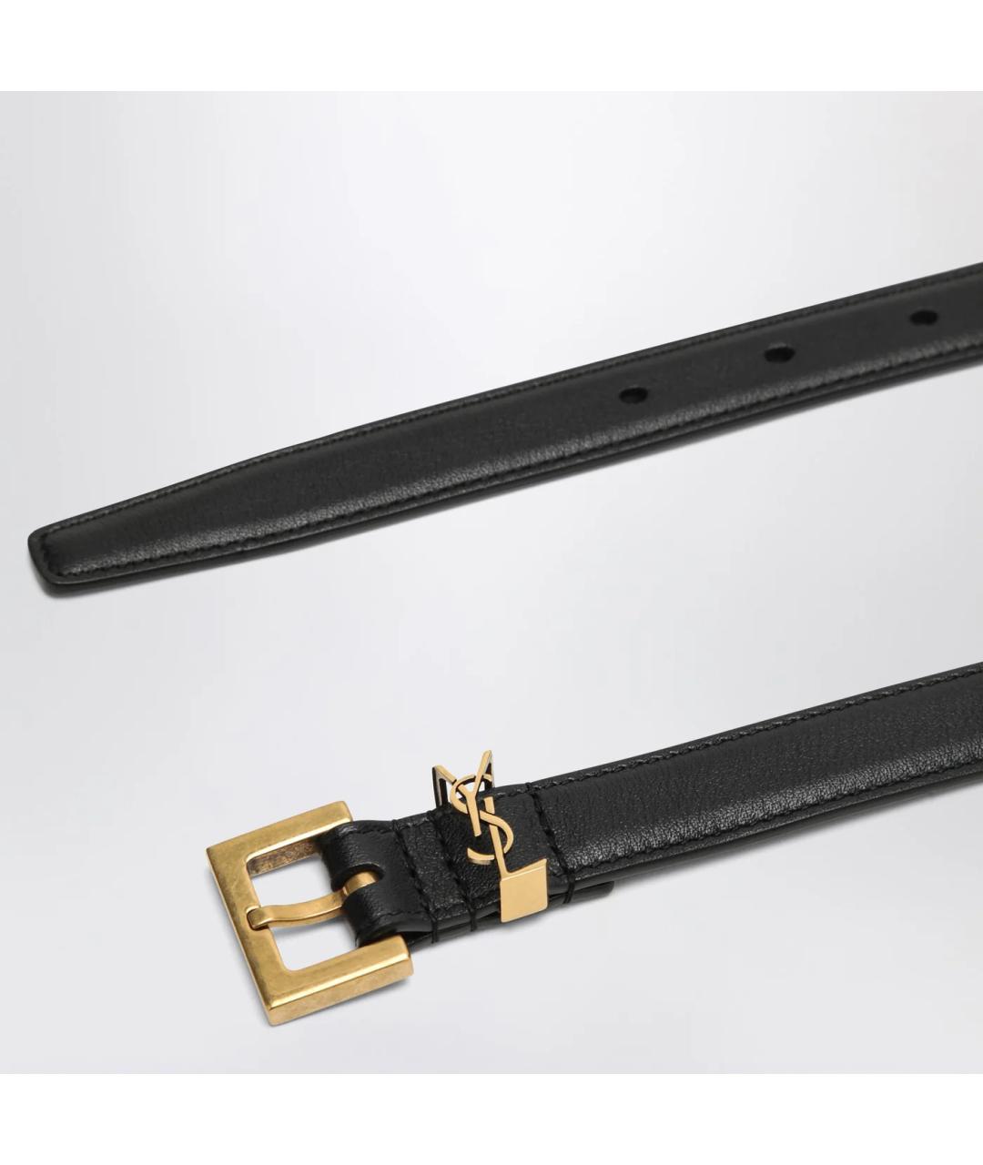 SAINT LAURENT Черный кожаный ремень, фото 2