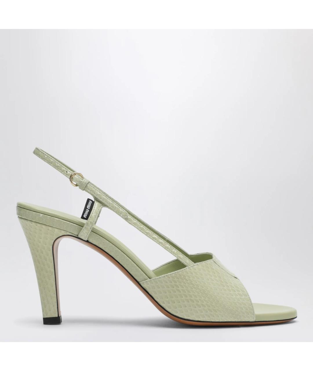 MIU MIU Зеленые кожаные босоножки, фото 3