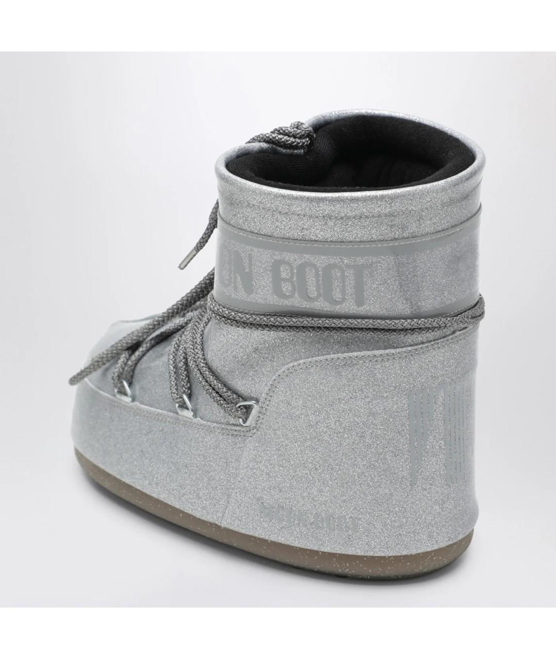 MOON BOOT Серебряные синтетические ботинки, фото 2