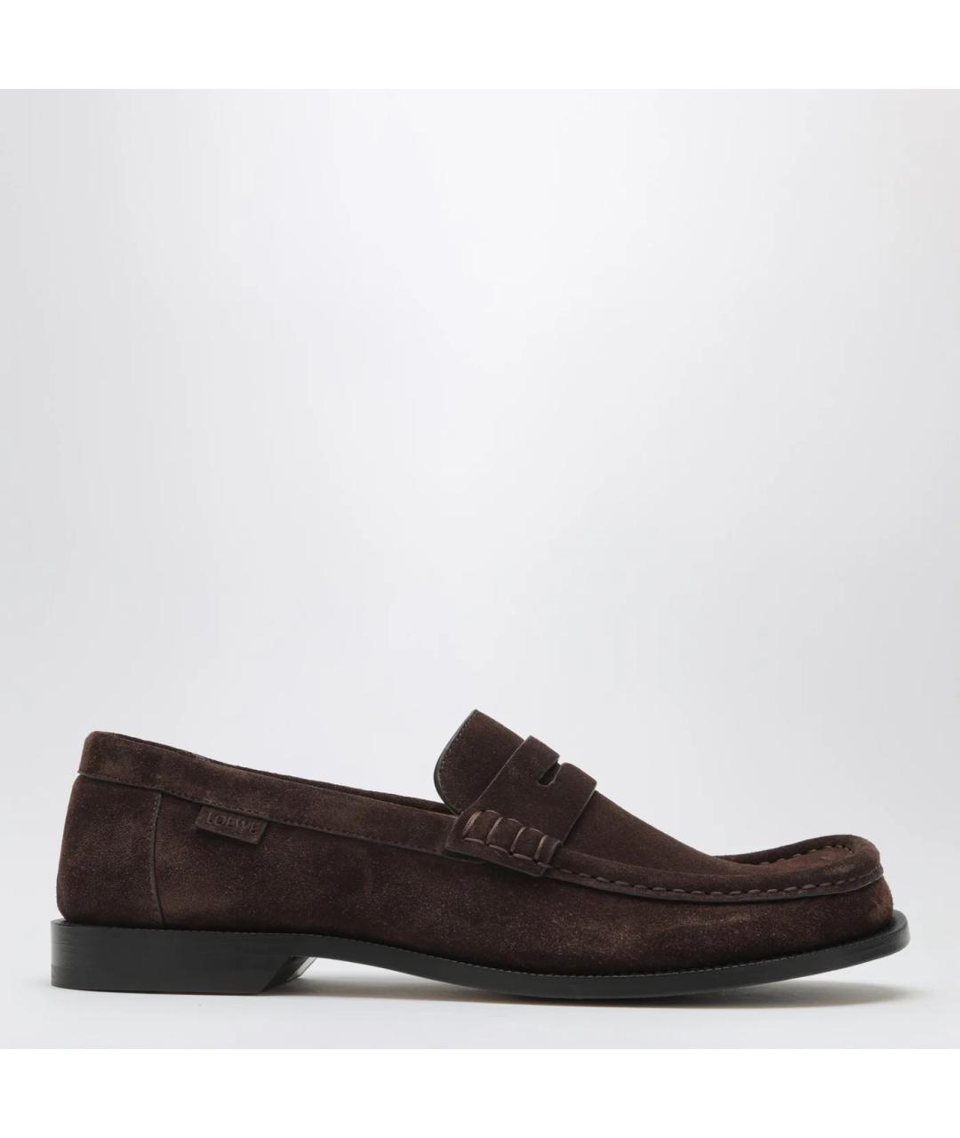 LOEWE Коричневые замшевые лоферы, фото 3