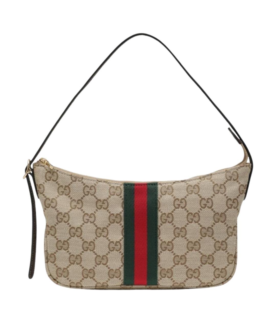 GUCCI Бежевая тканевая сумка на плечо, фото 1