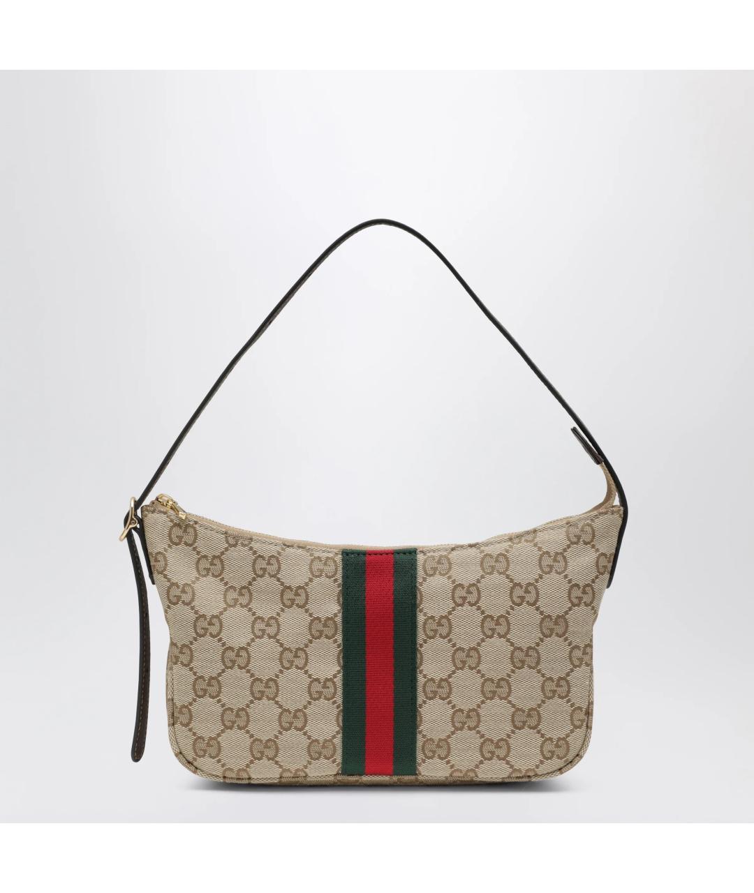 GUCCI Бежевая тканевая сумка на плечо, фото 3
