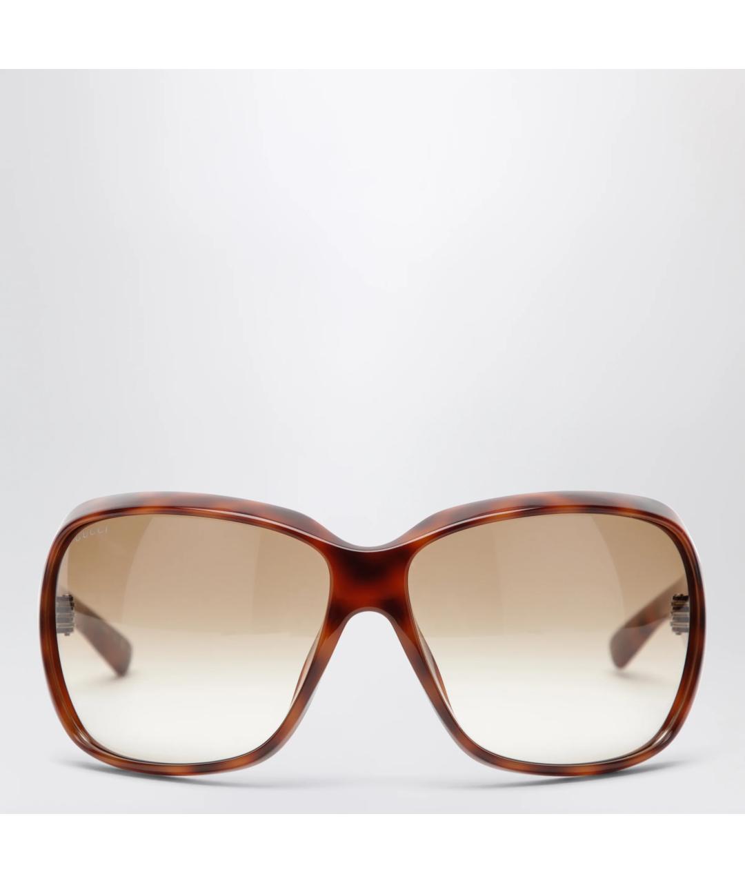 GUCCI Коричневые пластиковые солнцезащитные очки, фото 3