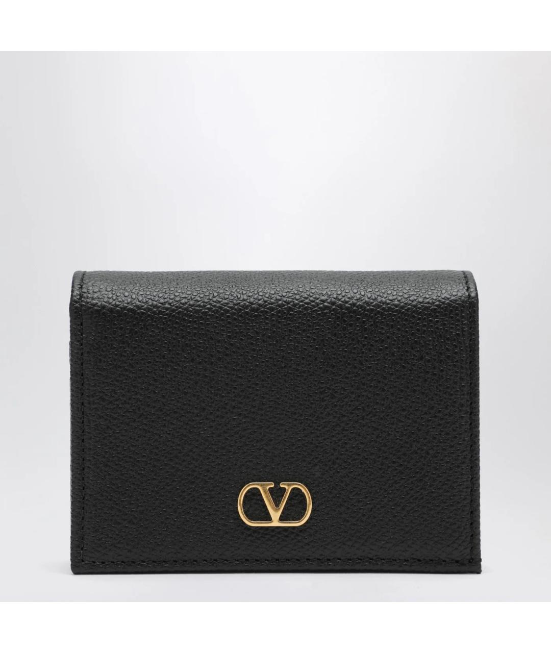 VALENTINO Черный кожаный кошелек, фото 3