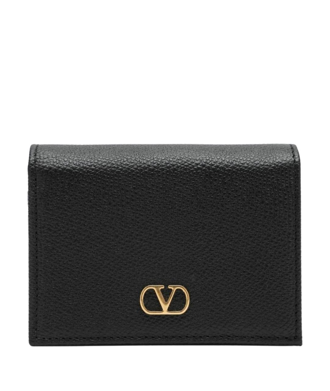 VALENTINO Черный кожаный кошелек, фото 1