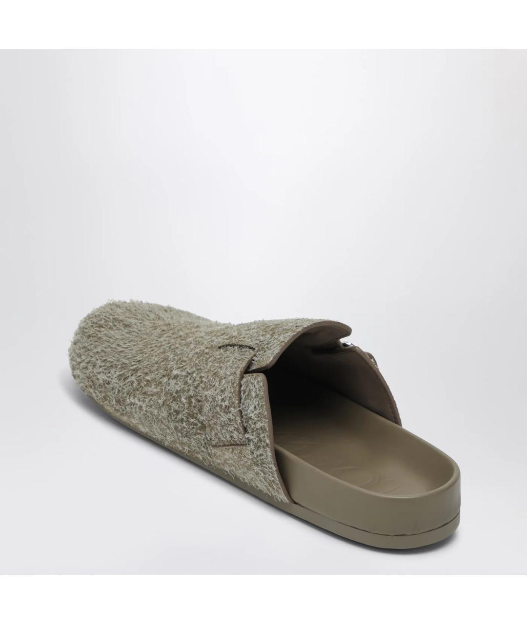 LOEWE Зеленые замшевые шлепанцы, фото 2