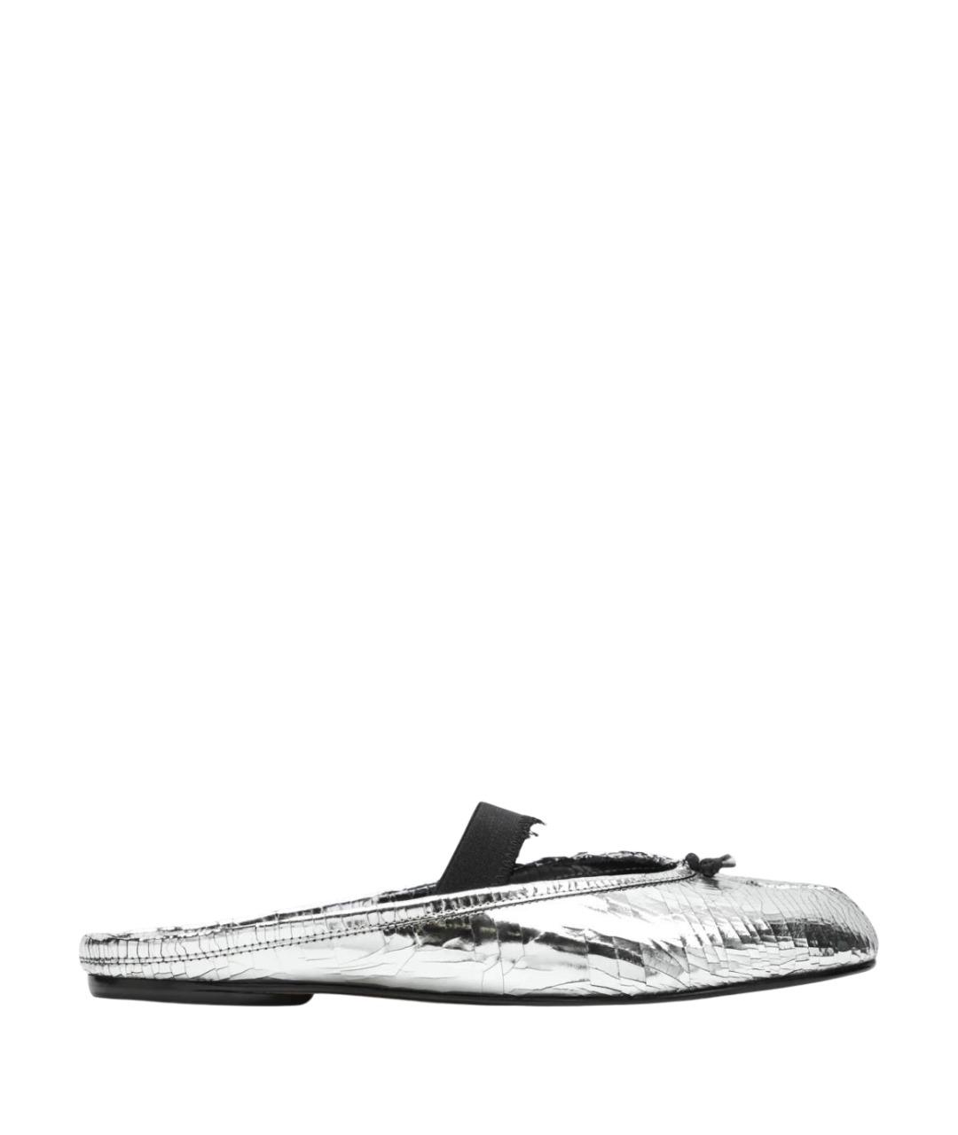 MAISON MARGIELA Серебряные кожаные мюли, фото 1