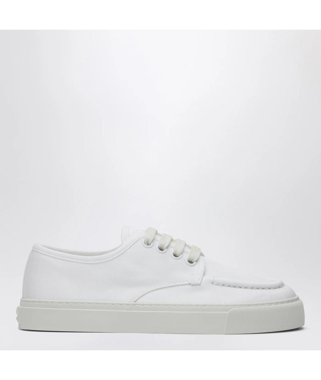 PRADA Белые текстильные низкие кроссовки / кеды, фото 1