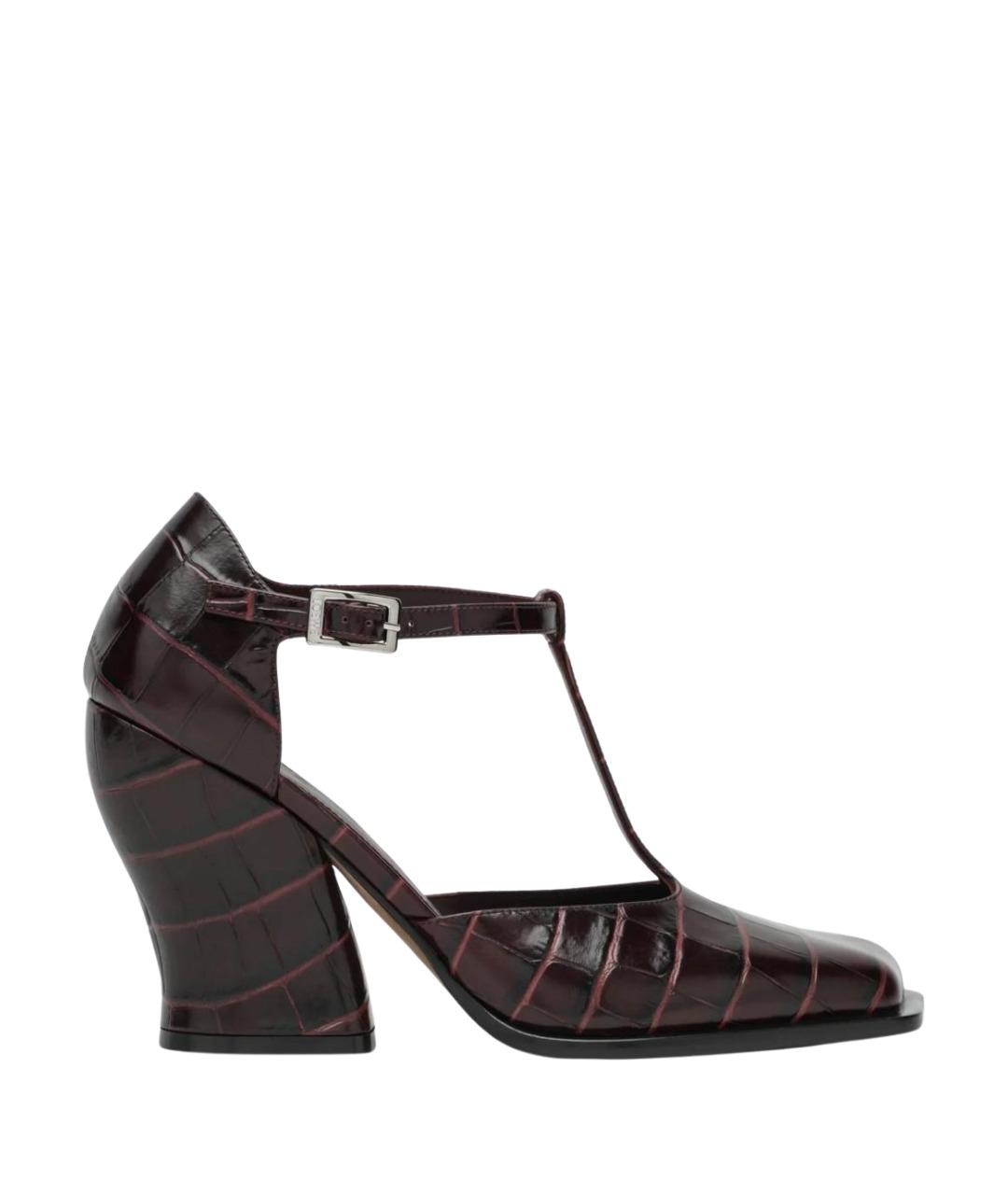 LOEWE Бордовые кожаные туфли, фото 1