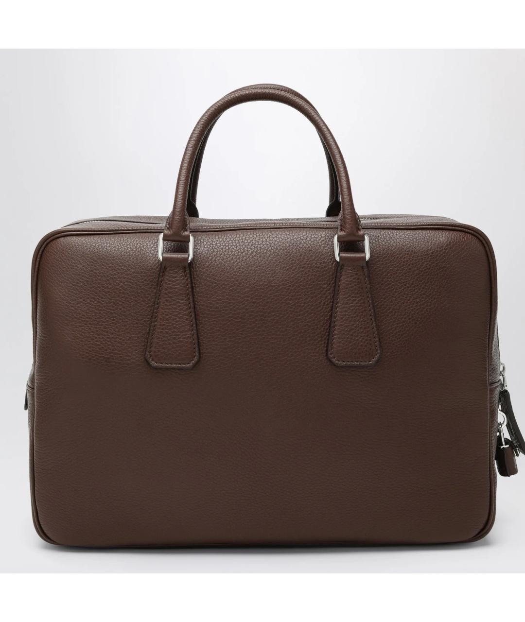PRADA Коричневый кожаный портфель, фото 2