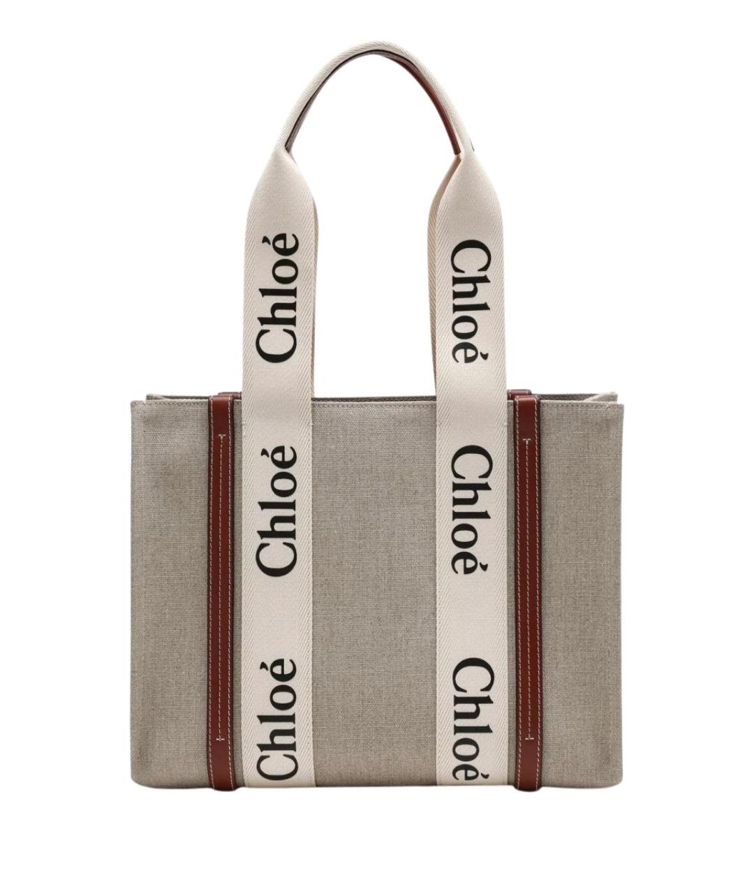 CHLOE Бежевая хлопковая сумка тоут, фото 1