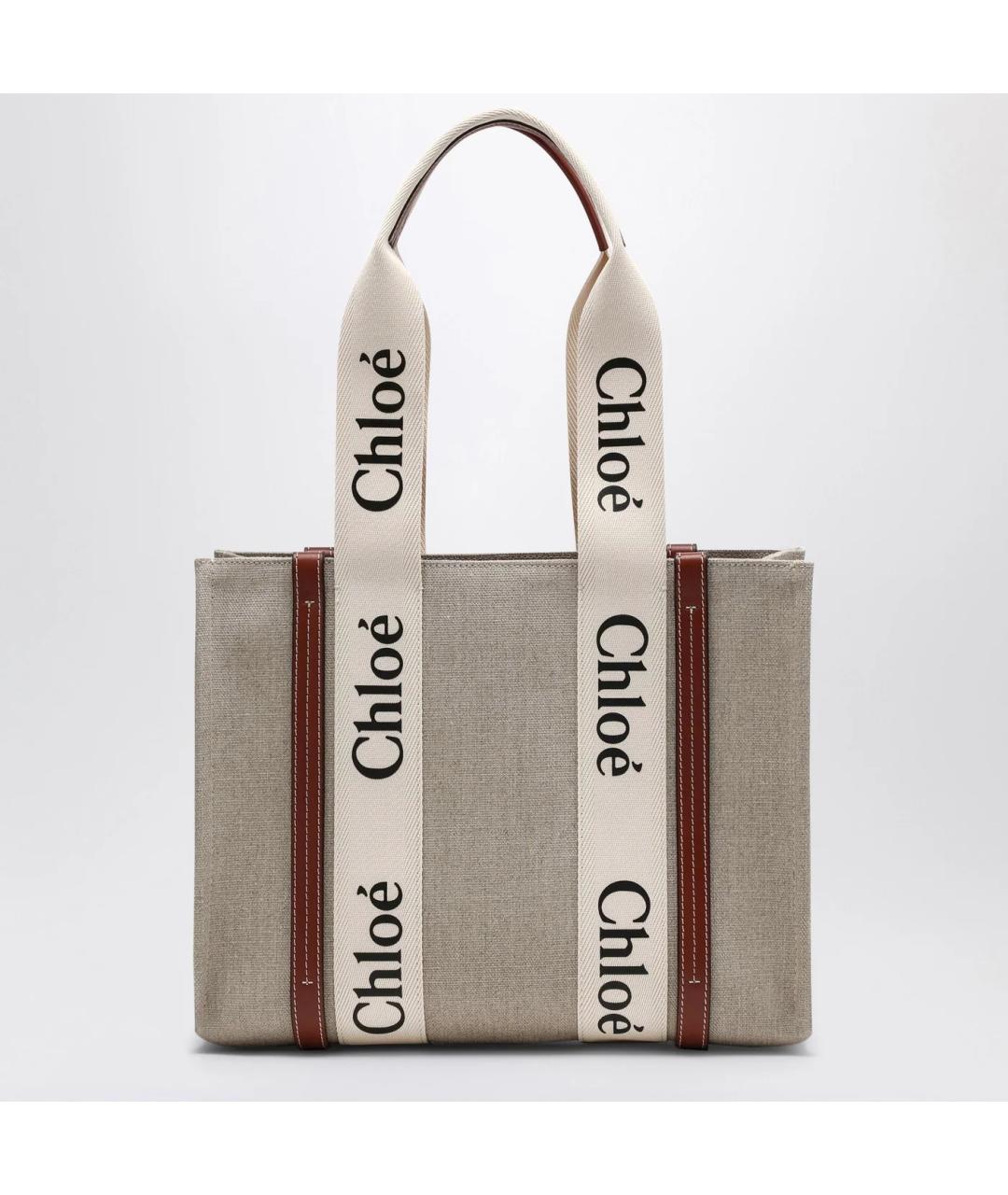CHLOE Бежевая хлопковая сумка тоут, фото 3