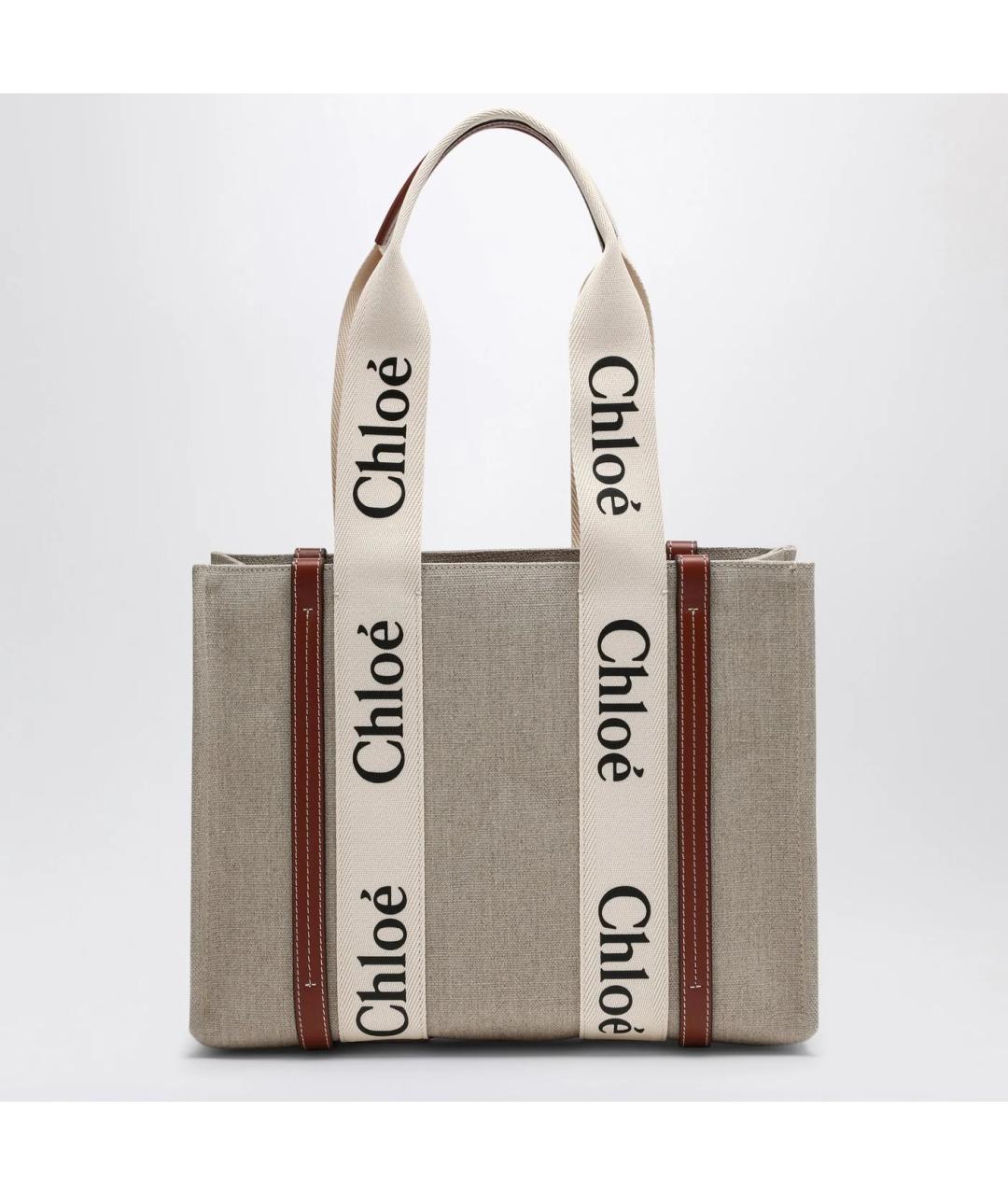 CHLOE Бежевая хлопковая сумка тоут, фото 2
