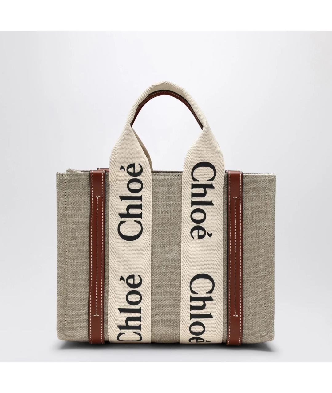 CHLOE Бежевая хлопковая сумка тоут, фото 2