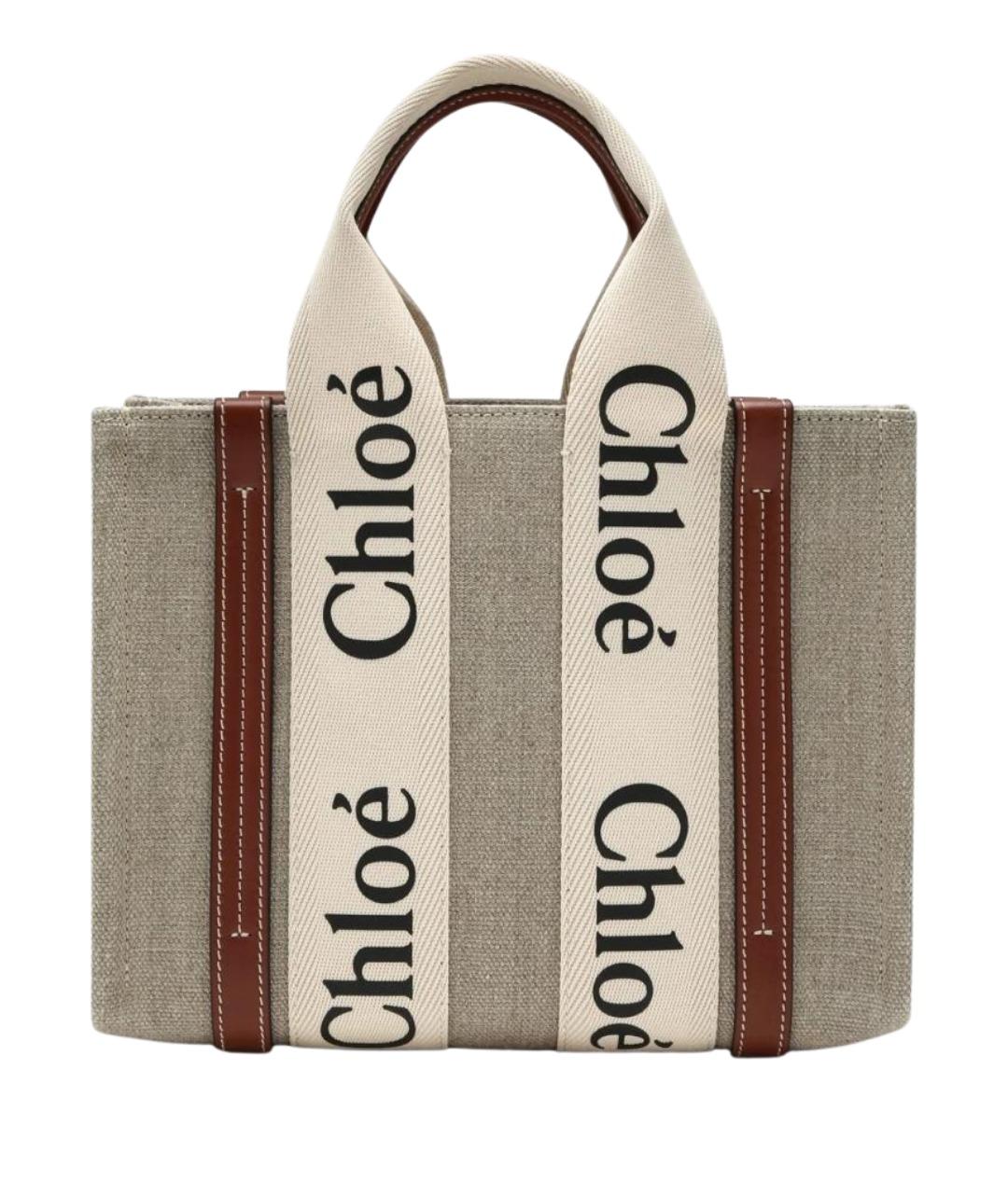 CHLOE Бежевая хлопковая сумка тоут, фото 1