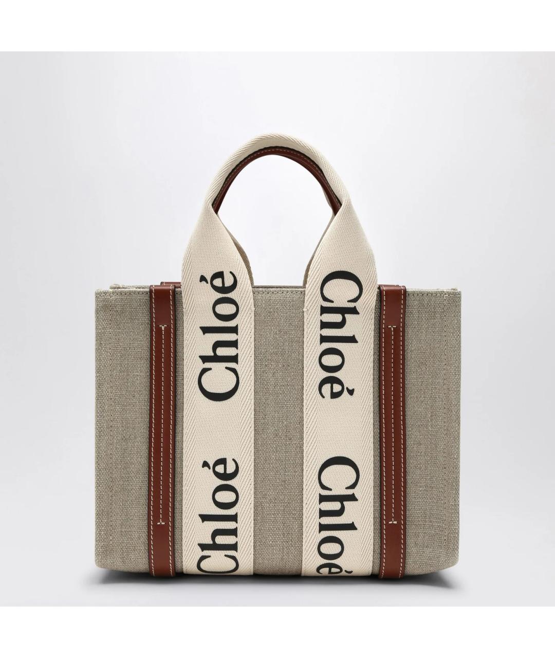 CHLOE Бежевая хлопковая сумка тоут, фото 3