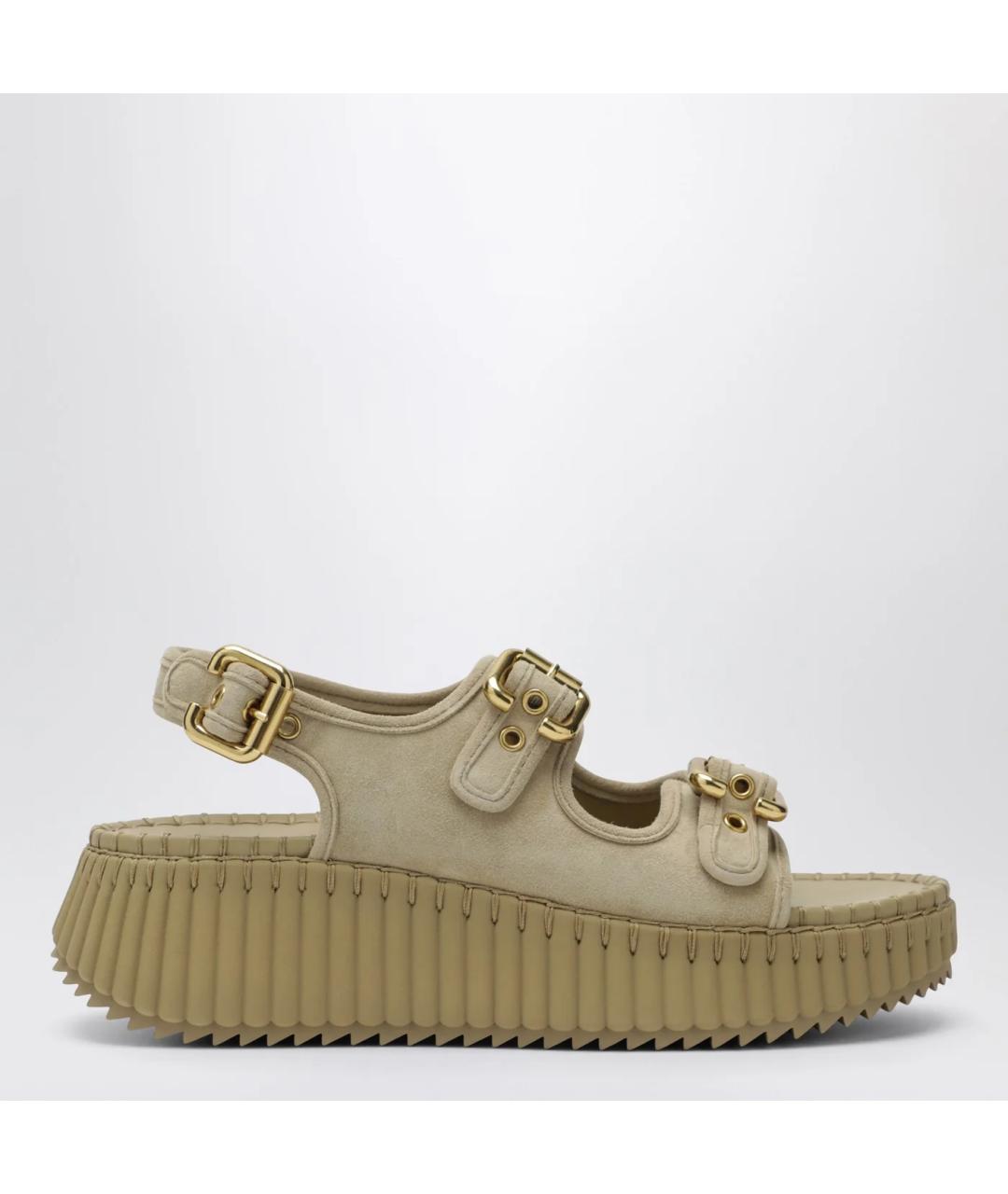 CHLOE Бежевые замшевые сандалии, фото 3