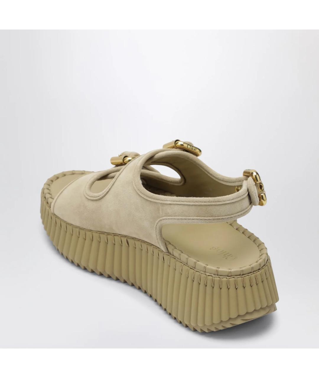 CHLOE Бежевые замшевые сандалии, фото 2