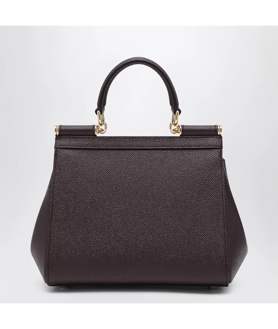 DOLCE&GABBANA Бордовая кожаная сумка тоут, фото 2