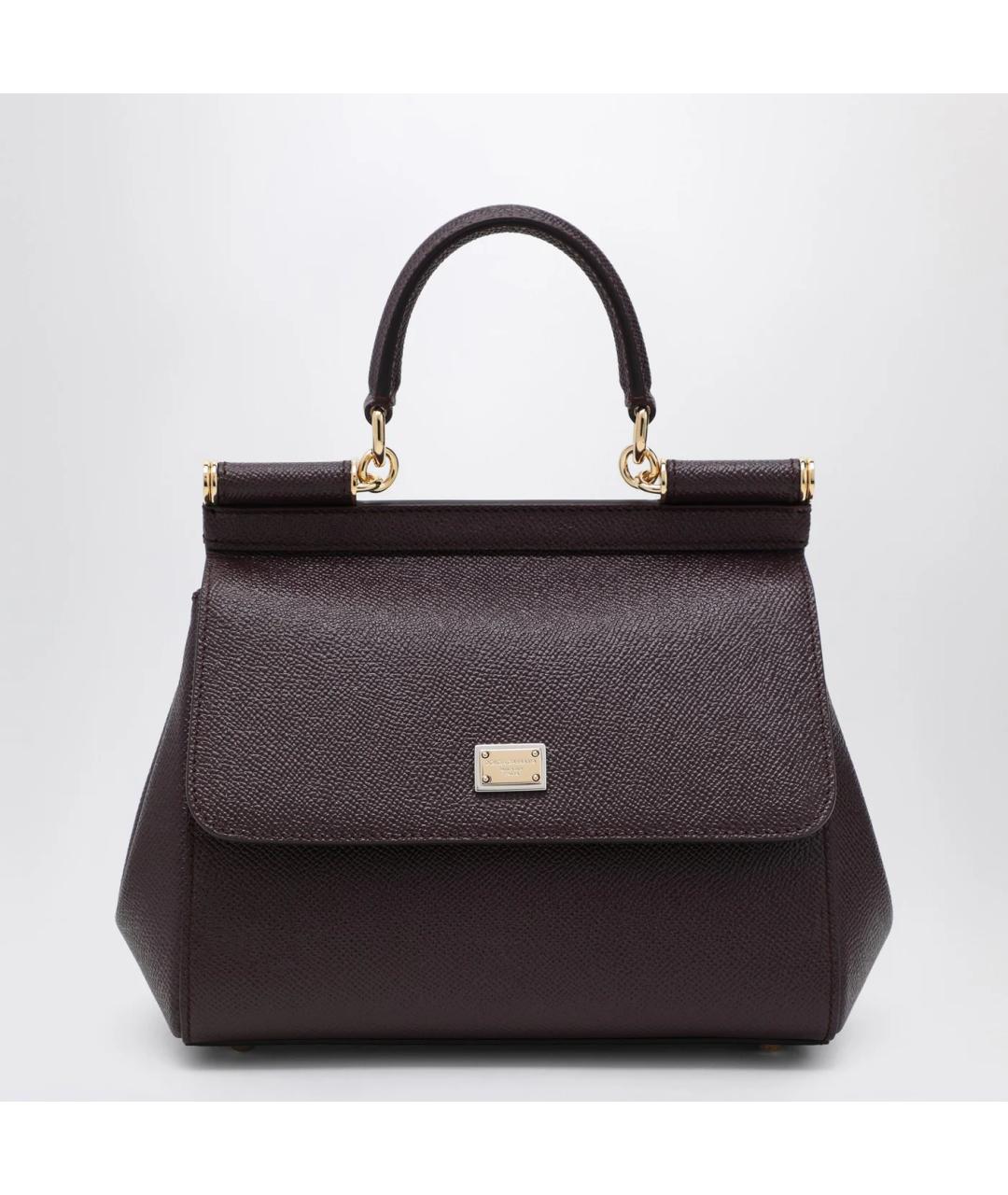 DOLCE&GABBANA Бордовая кожаная сумка тоут, фото 3