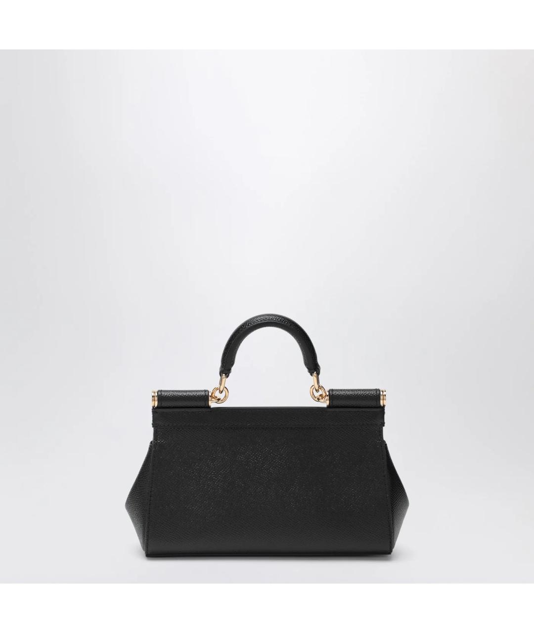 DOLCE&GABBANA Черная кожаная сумка тоут, фото 2