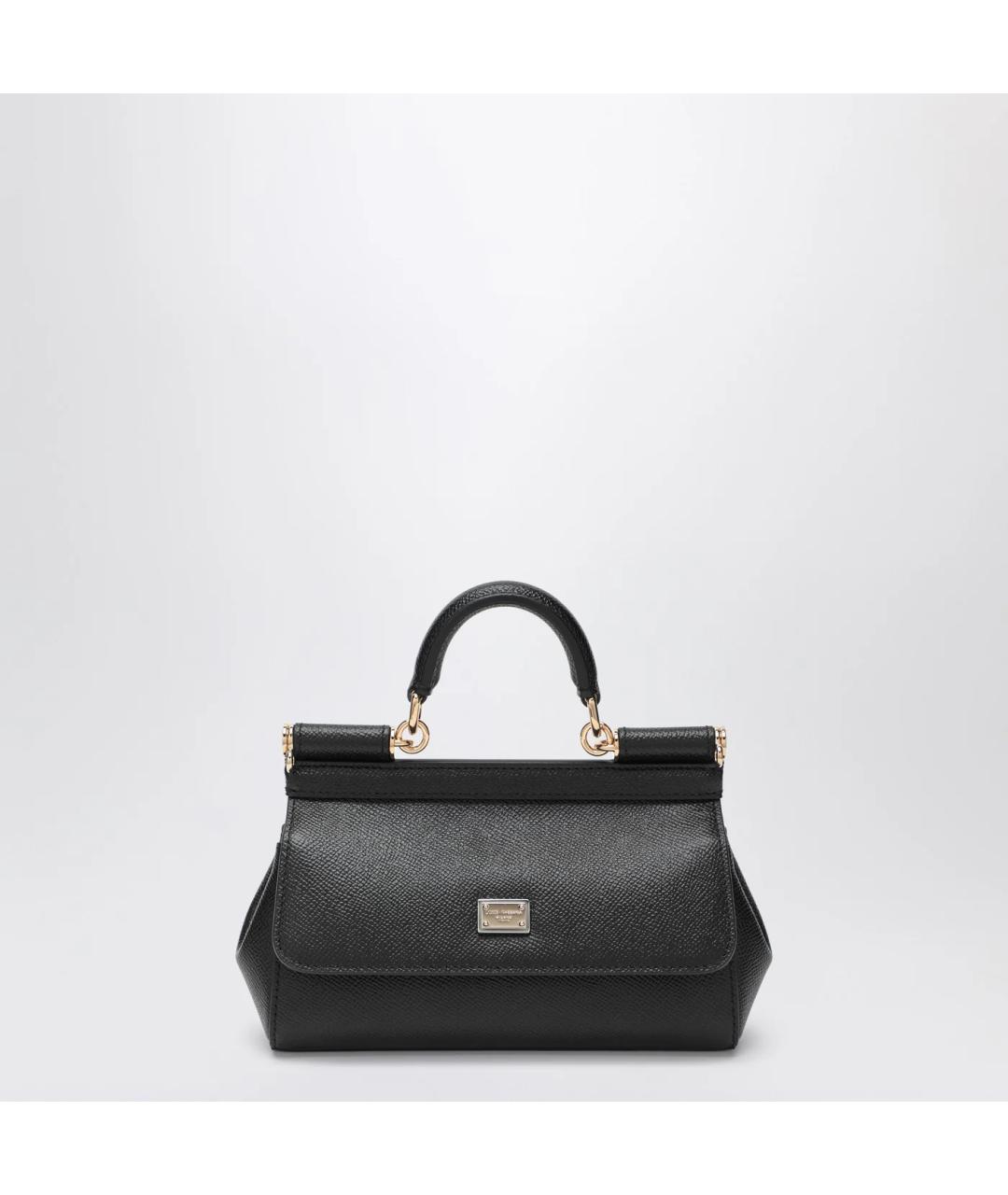 DOLCE&GABBANA Черная кожаная сумка тоут, фото 3