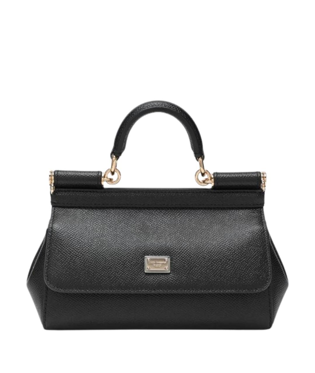 DOLCE&GABBANA Черная кожаная сумка тоут, фото 1