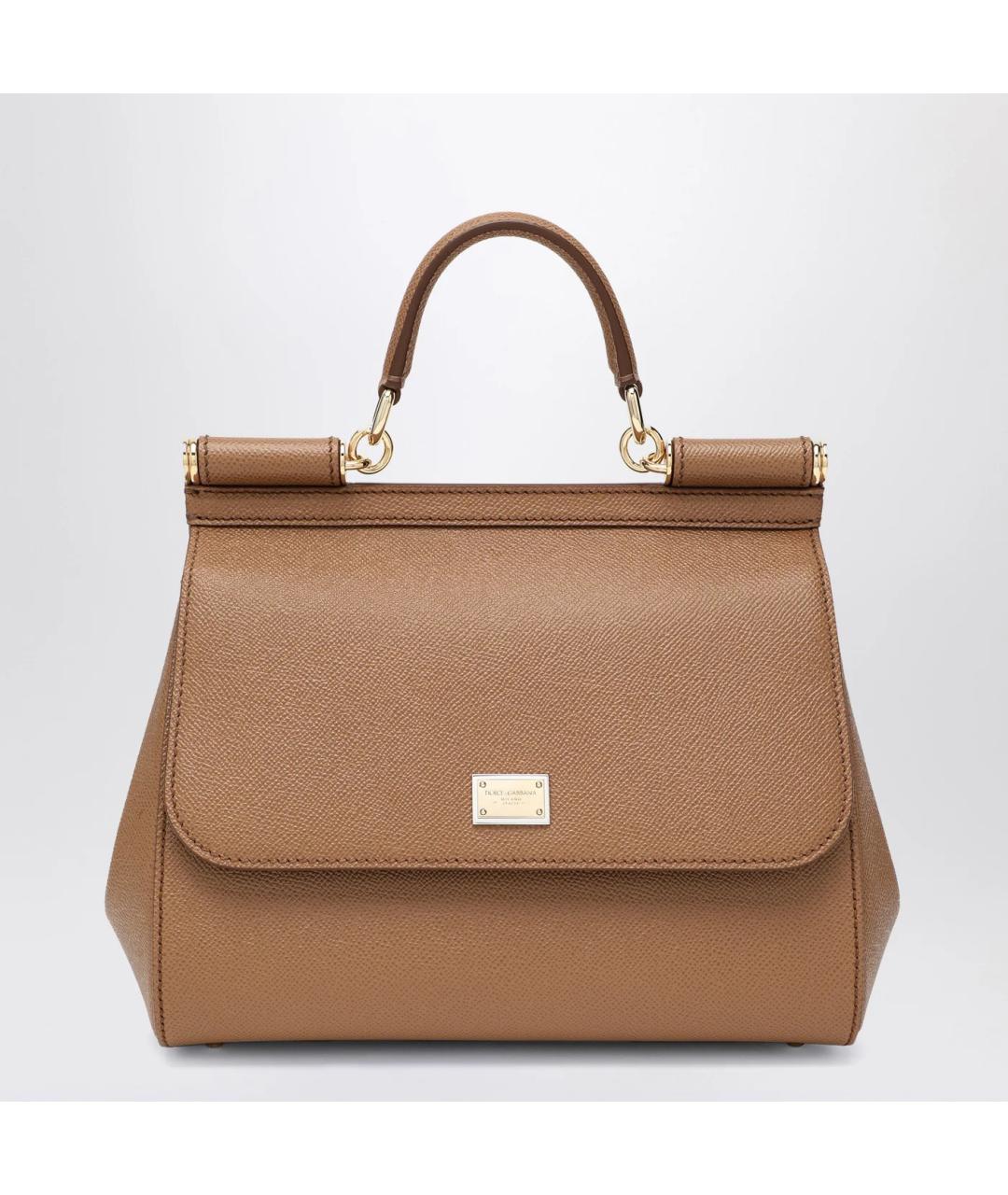 DOLCE&GABBANA Коричневая кожаная сумка тоут, фото 3