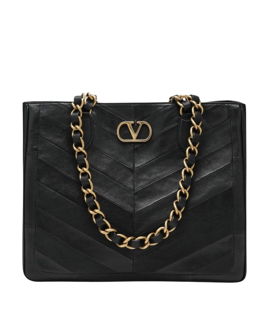 VALENTINO Черная кожаная сумка тоут, фото 1