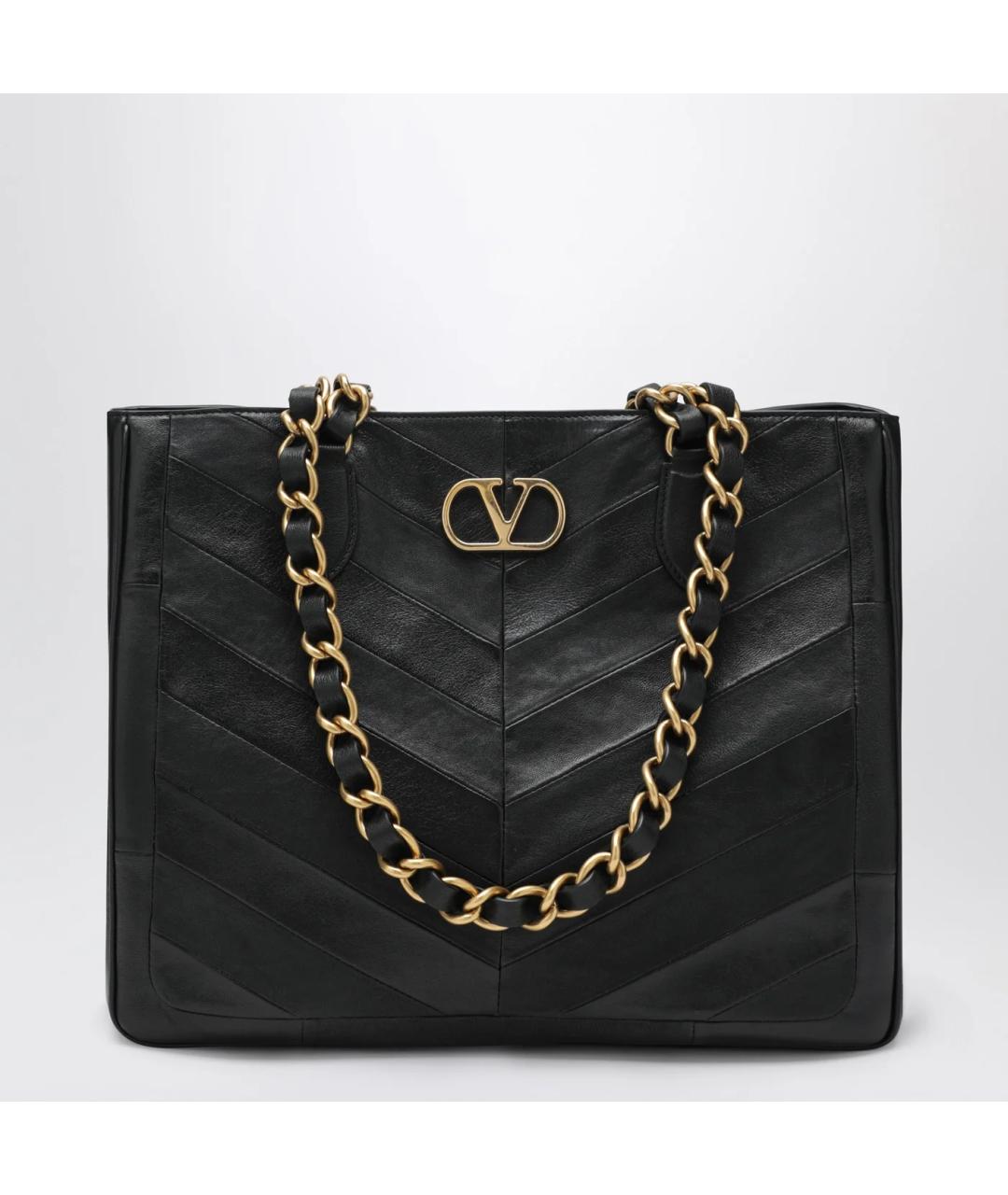 VALENTINO Черная кожаная сумка тоут, фото 3