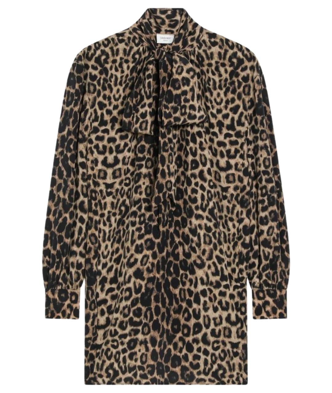 SAINT LAURENT Мульти шелковое коктейльное платье, фото 1