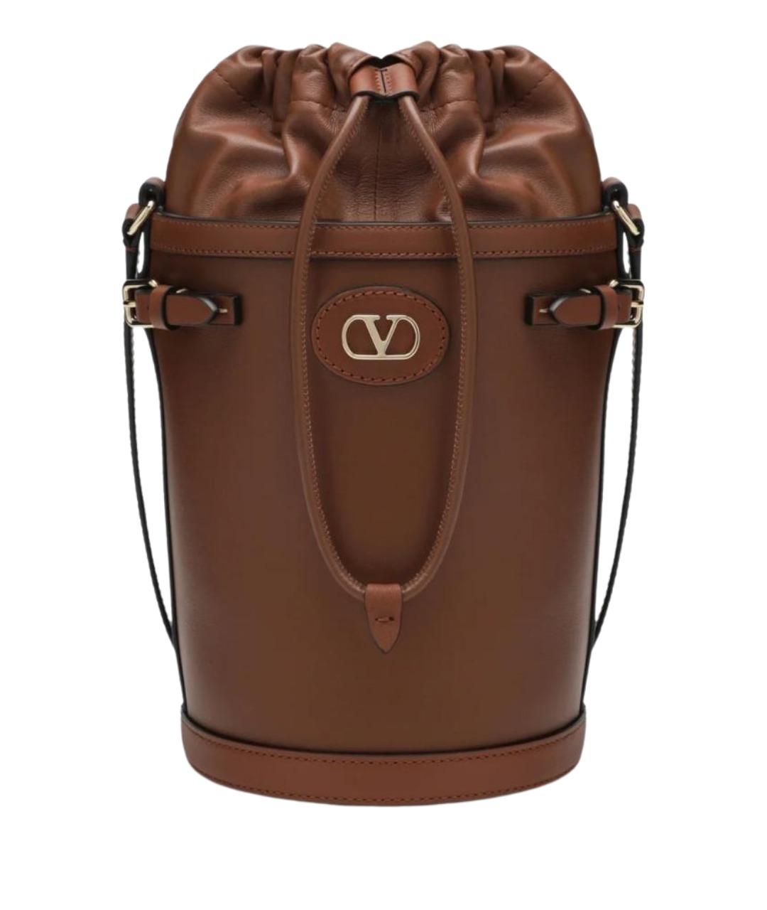 VALENTINO Коричневая кожаная сумка через плечо, фото 1