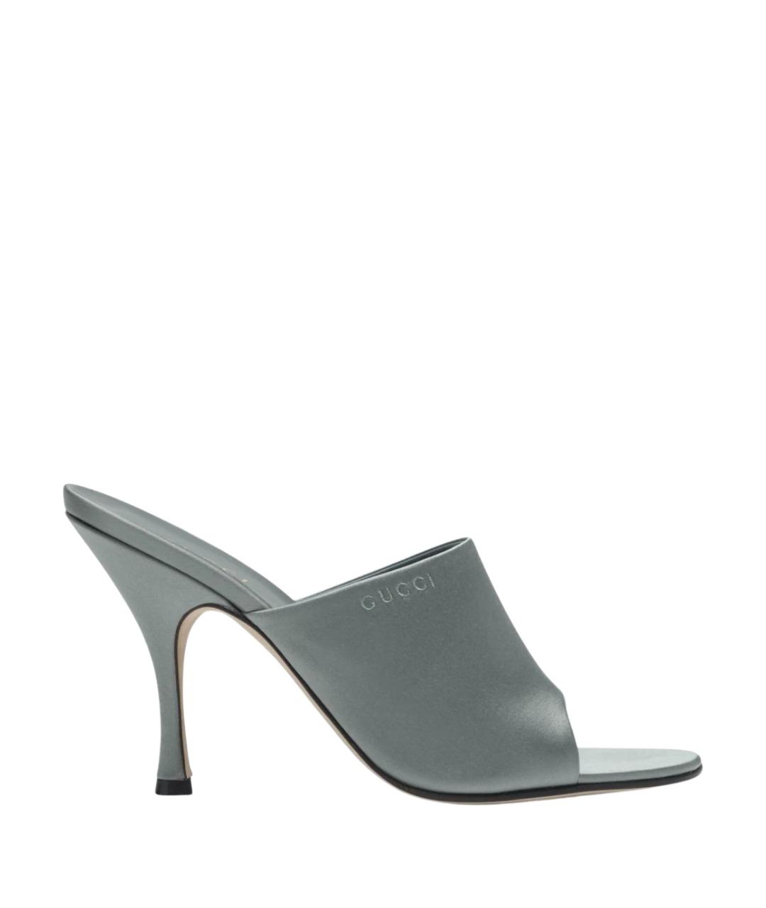 GUCCI Зеленые текстильные мюли, фото 1