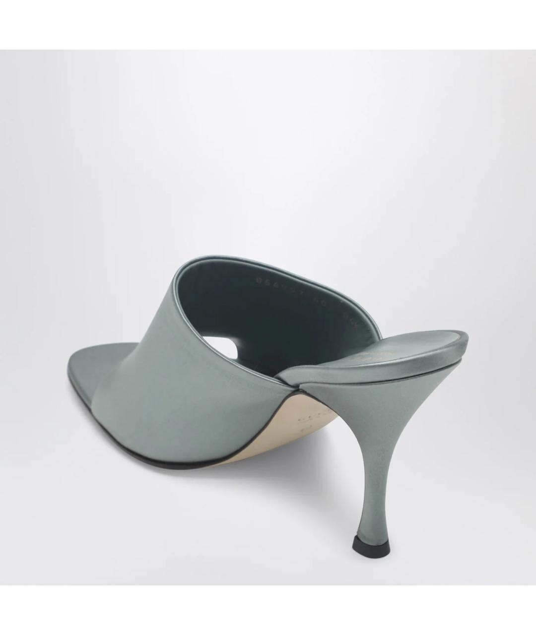 GUCCI Зеленые текстильные мюли, фото 2