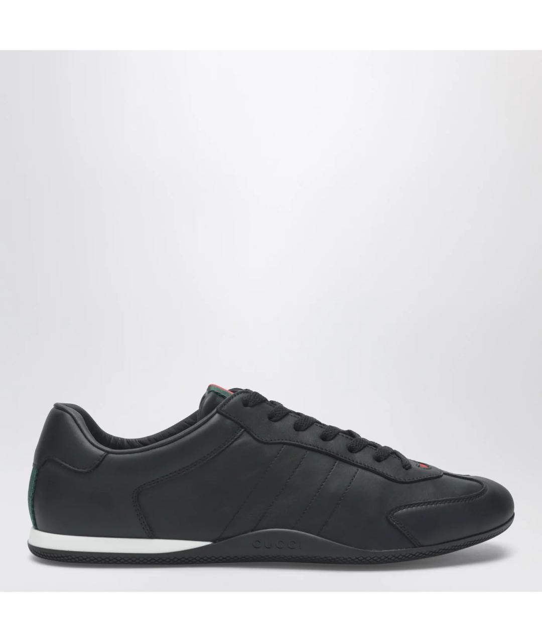 GUCCI Черные кожаные низкие кроссовки / кеды, фото 3