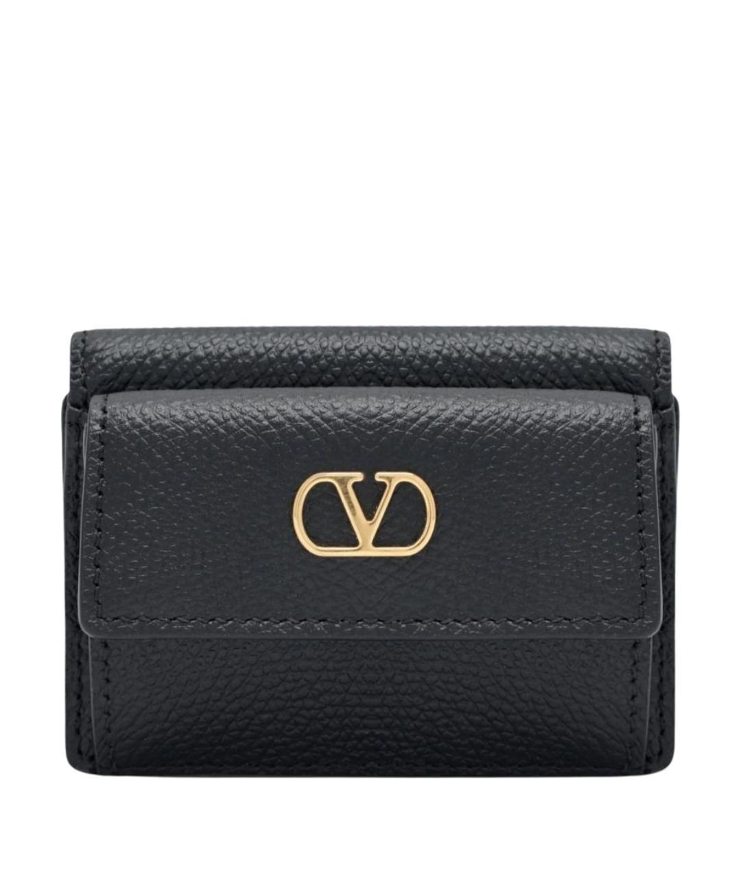 VALENTINO Черный кожаный кошелек, фото 1