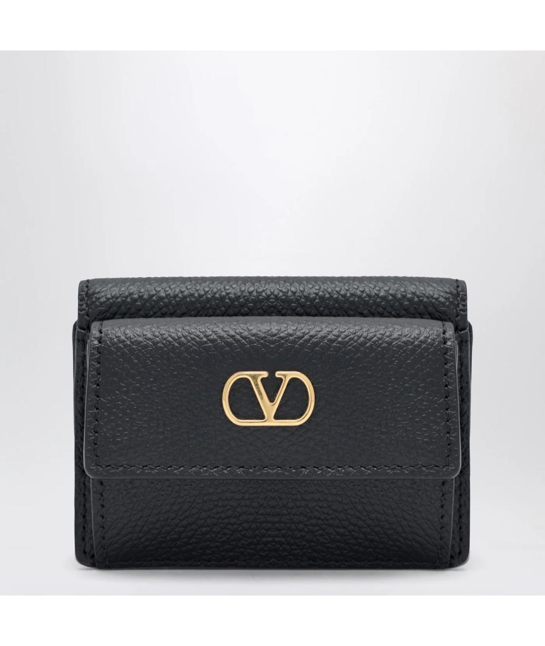 VALENTINO Черный кожаный кошелек, фото 3