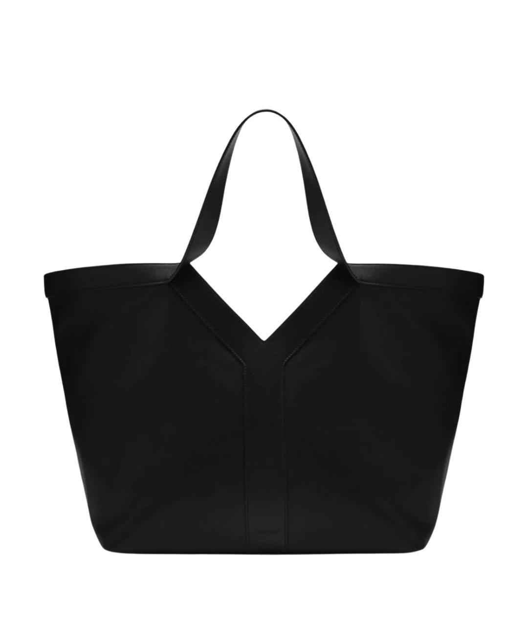 SAINT LAURENT Черная кожаная сумка тоут, фото 1