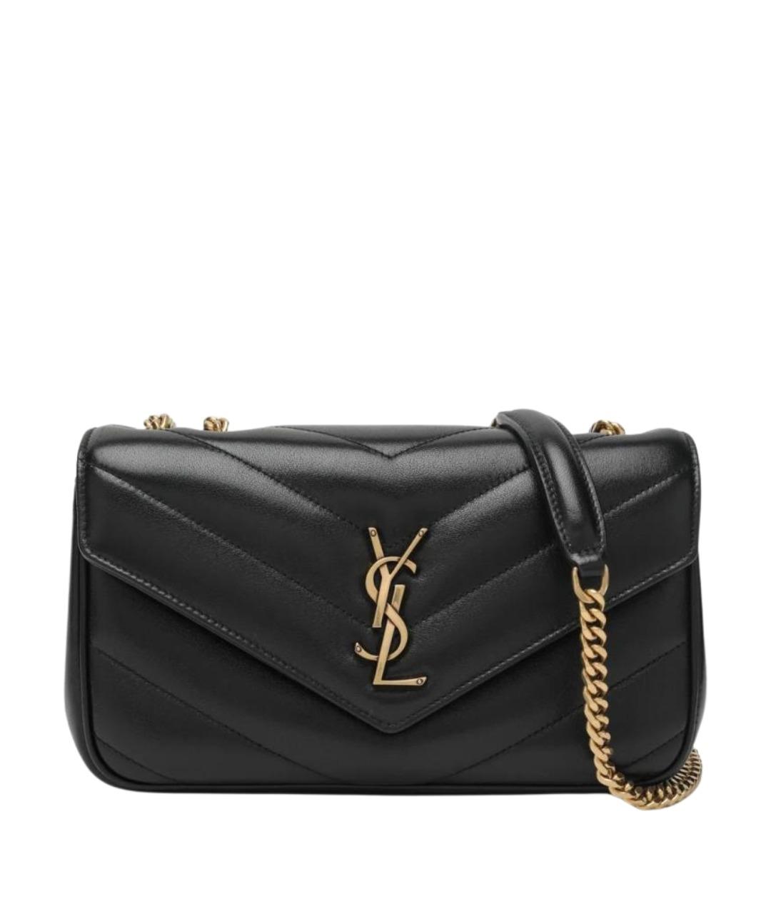 SAINT LAURENT Черная кожаная сумка через плечо, фото 1