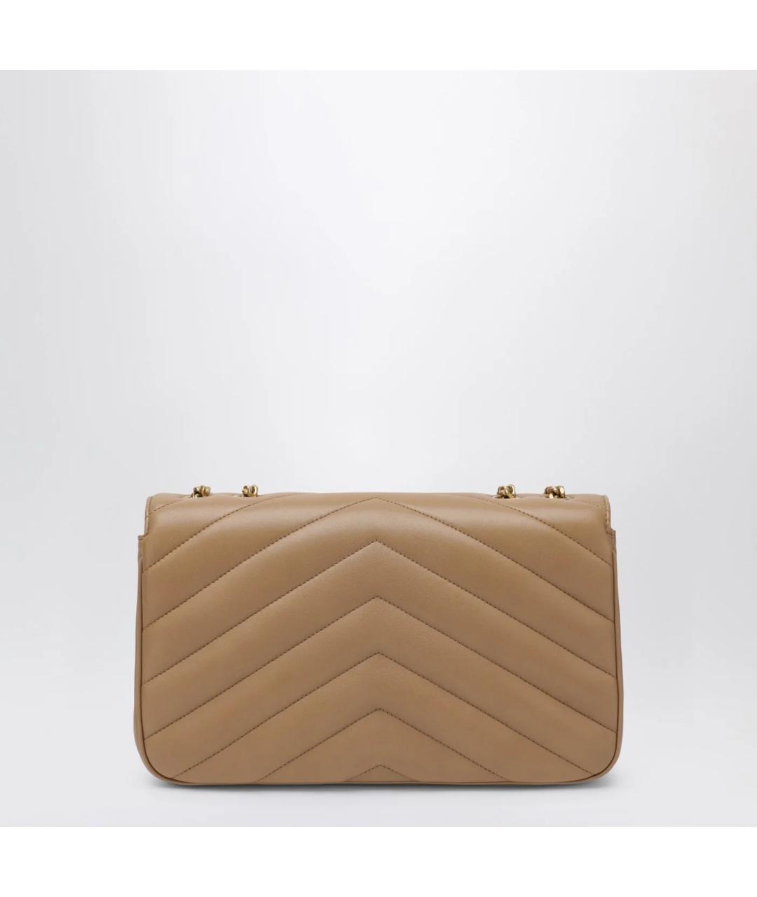 SAINT LAURENT Бежевая кожаная сумка через плечо, фото 2