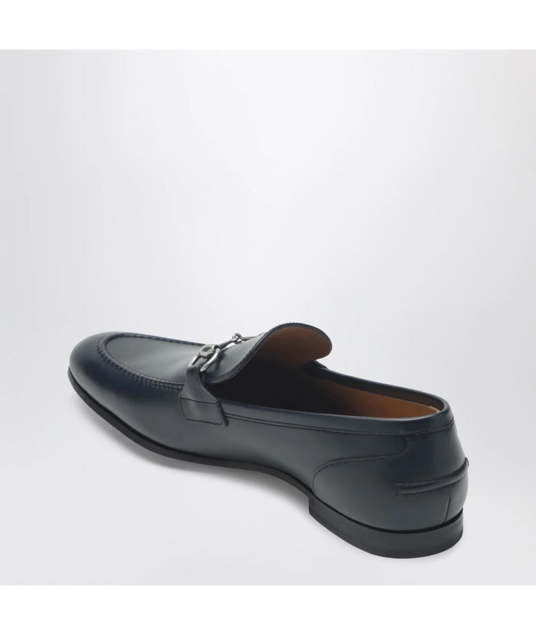 GUCCI Темно-синие кожаные лоферы, фото 2