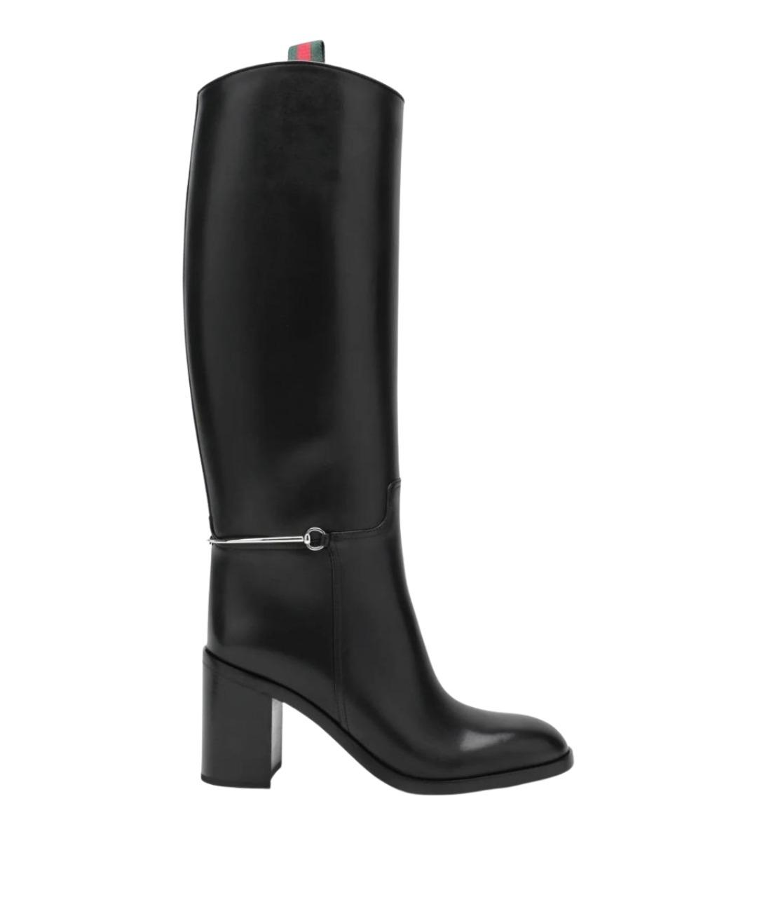 GUCCI Черные кожаные сапоги, фото 1