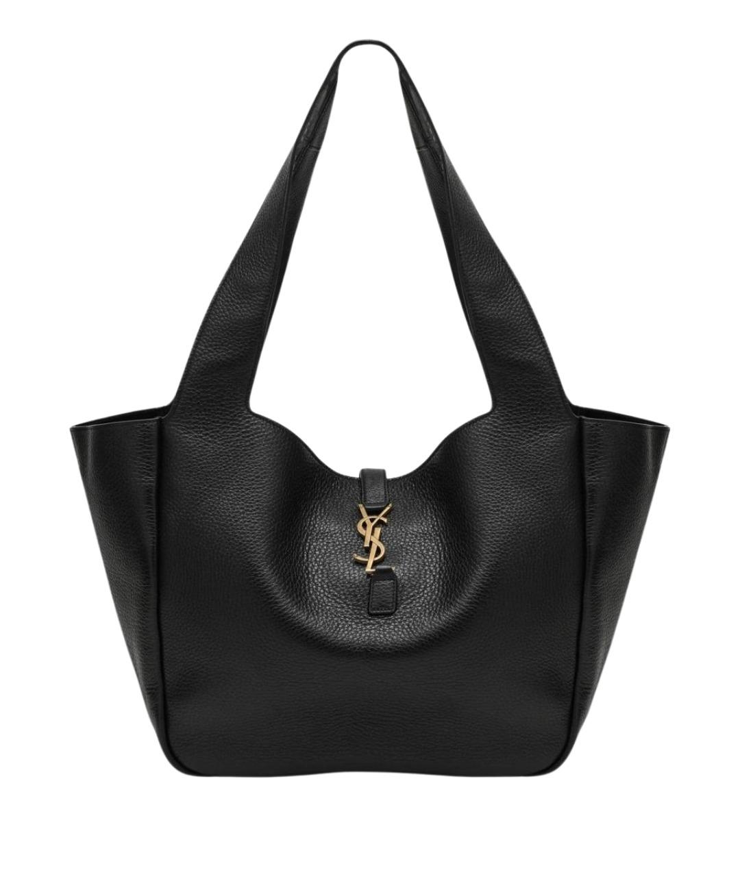 SAINT LAURENT Черная кожаная сумка тоут, фото 1