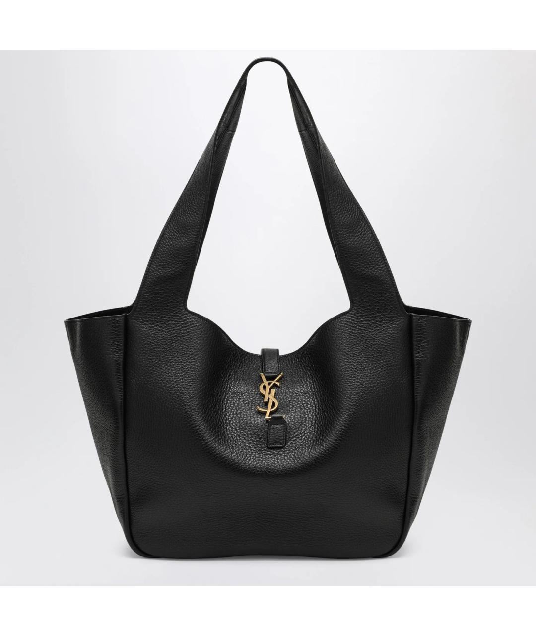 SAINT LAURENT Черная кожаная сумка тоут, фото 3