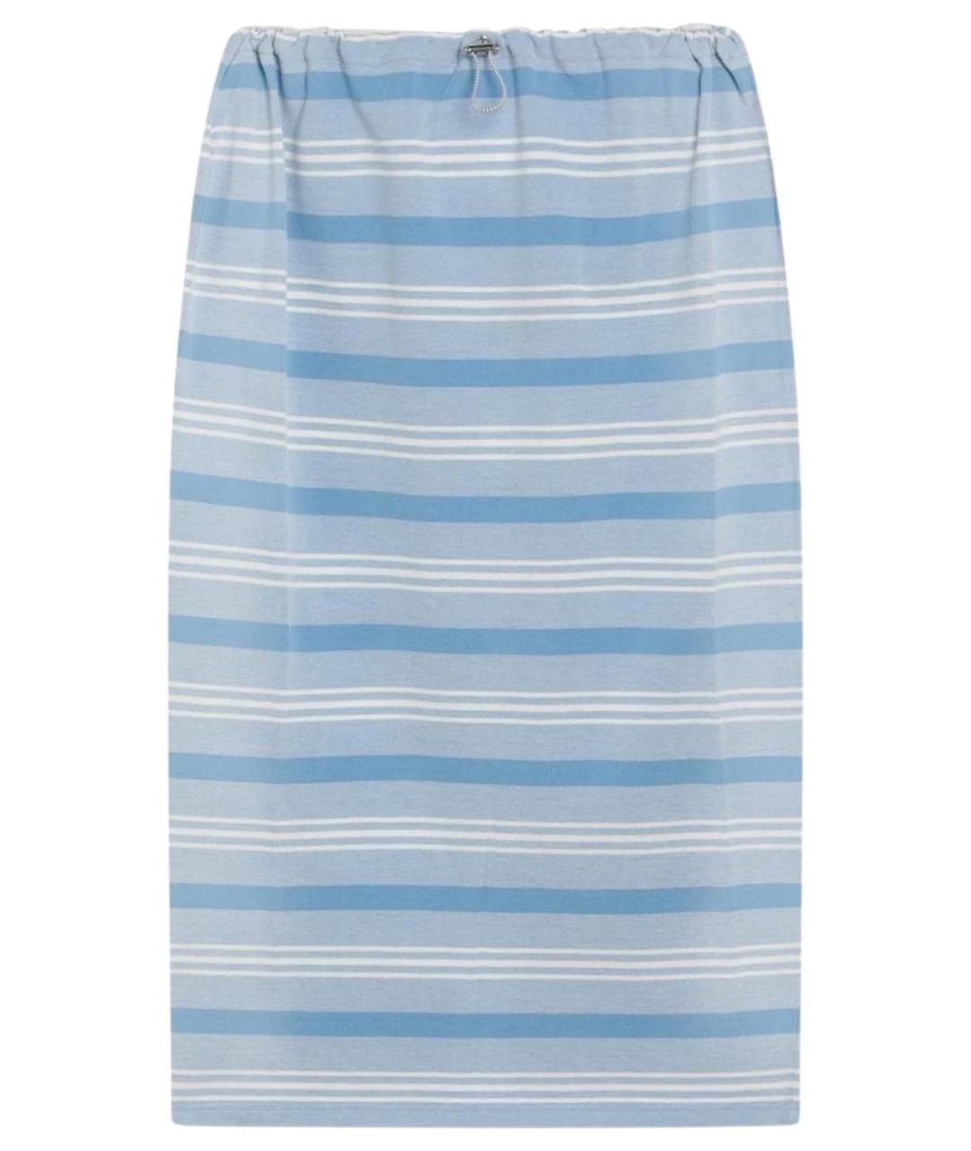 PRADA Голубая хлопковая юбка миди, фото 1