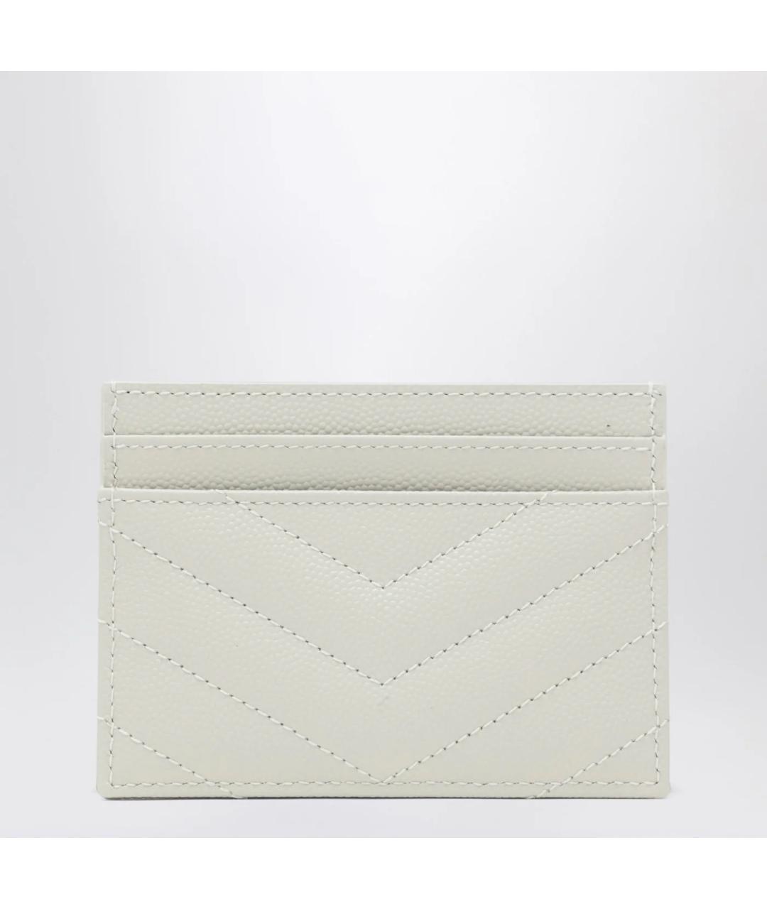 SAINT LAURENT Белый кожаный кардхолдер, фото 2