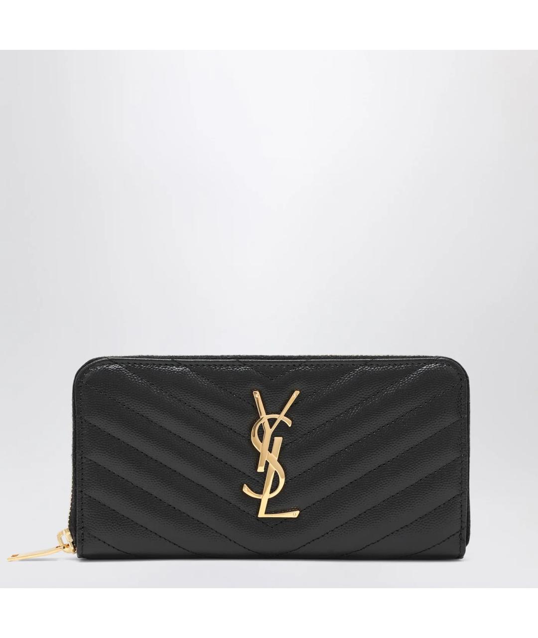 SAINT LAURENT Черный кожаный кошелек, фото 3