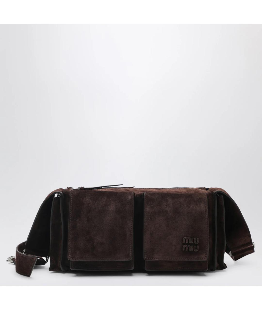 MIU MIU Коричневая замшевая сумка через плечо, фото 3