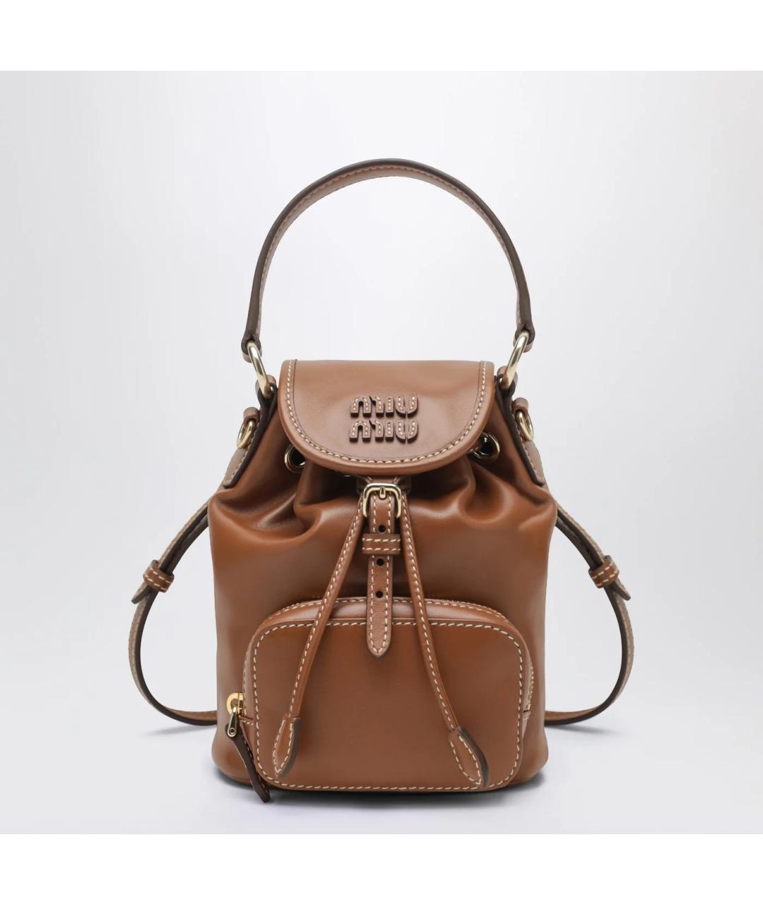 MIU MIU Коричневый кожаный рюкзак, фото 3