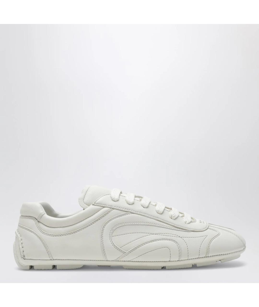 PRADA Белые кожаные низкие кроссовки / кеды, фото 3